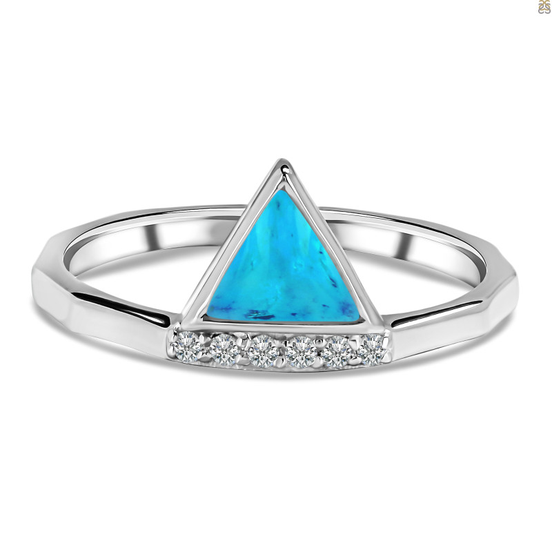 Turquoise & White Topaz Ring TRQ-RDR-1683.