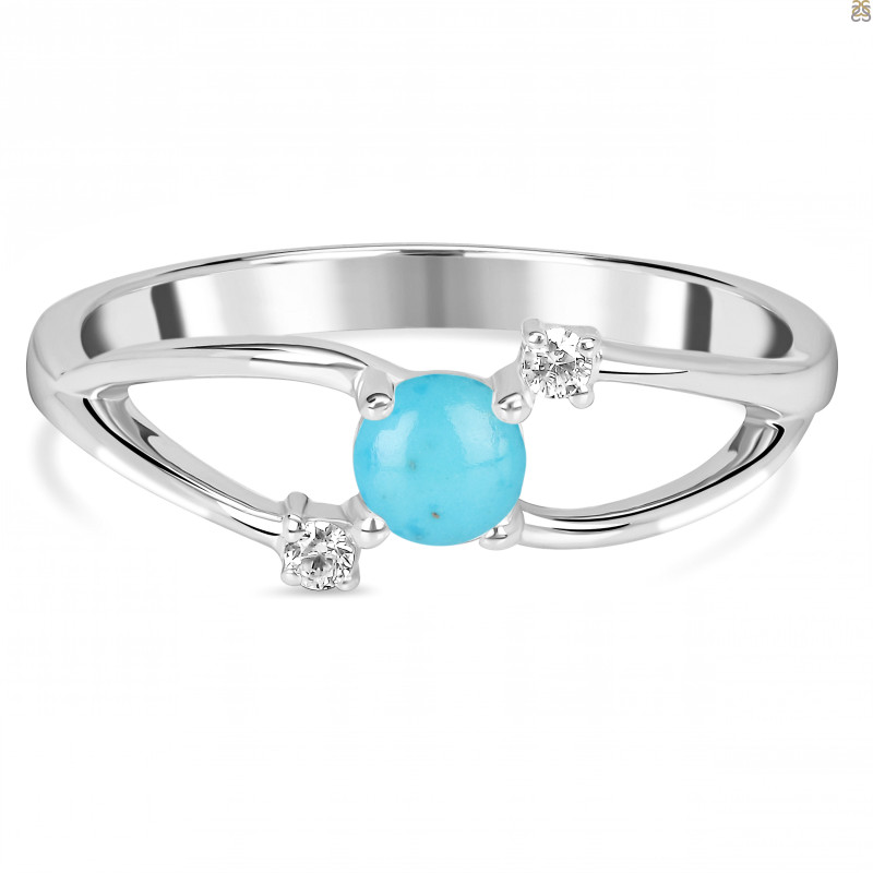 Turquoise & White Topaz Ring TRQ-RDR-1712.
