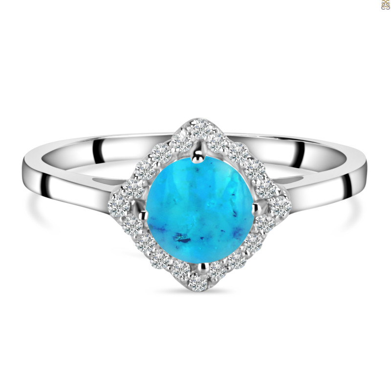 Turquoise & White Topaz Ring TRQ-RDR-1744.