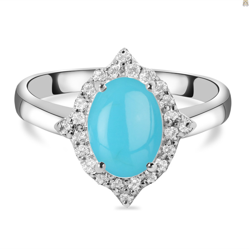 Turquoise & White Topaz Ring TRQ-RDR-1745.