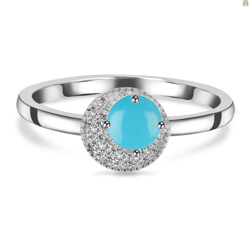 Turquoise & White Topaz Ring TRQ-RDR-1746.