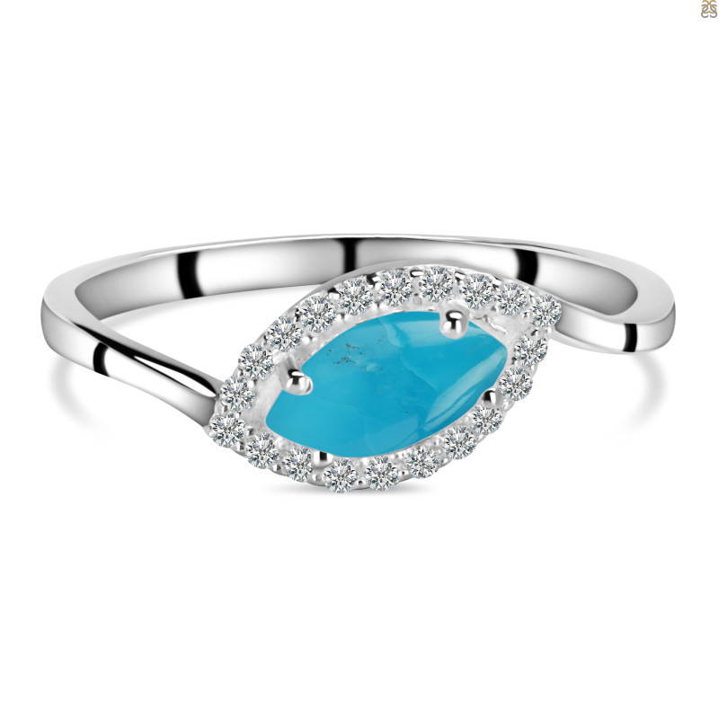 Turquoise & White Topaz Ring TRQ-RDR-1755.