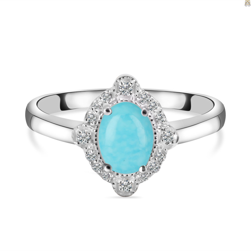 Turquoise & White Topaz Ring TRQ-RDR-1765.