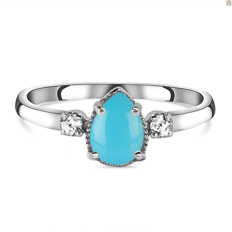 Turquoise & White Topaz Ring TRQ-RDR-1772.