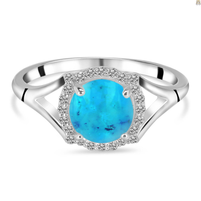 Turquoise & White Topaz Ring TRQ-RDR-1790.