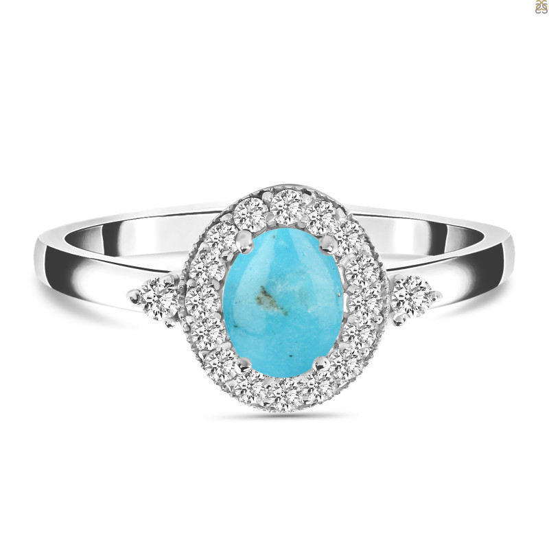 Turquoise & White Topaz Ring TRQ-RDR-1792.
