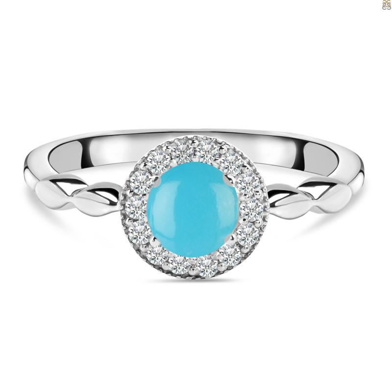 Turquoise & White Topaz Ring TRQ-RDR-1799.