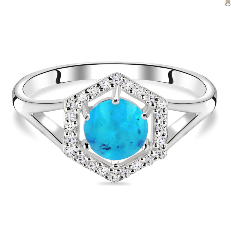 Turquoise & White Topaz Ring TRQ-RDR-1800.