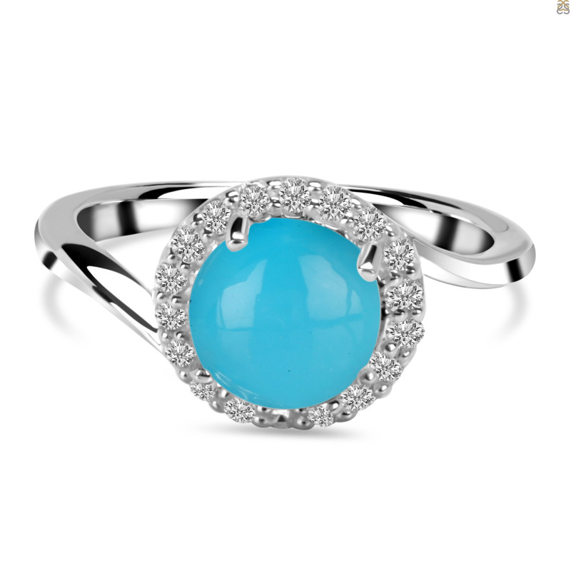 Turquoise & White Topaz Ring TRQ-RDR-1801.