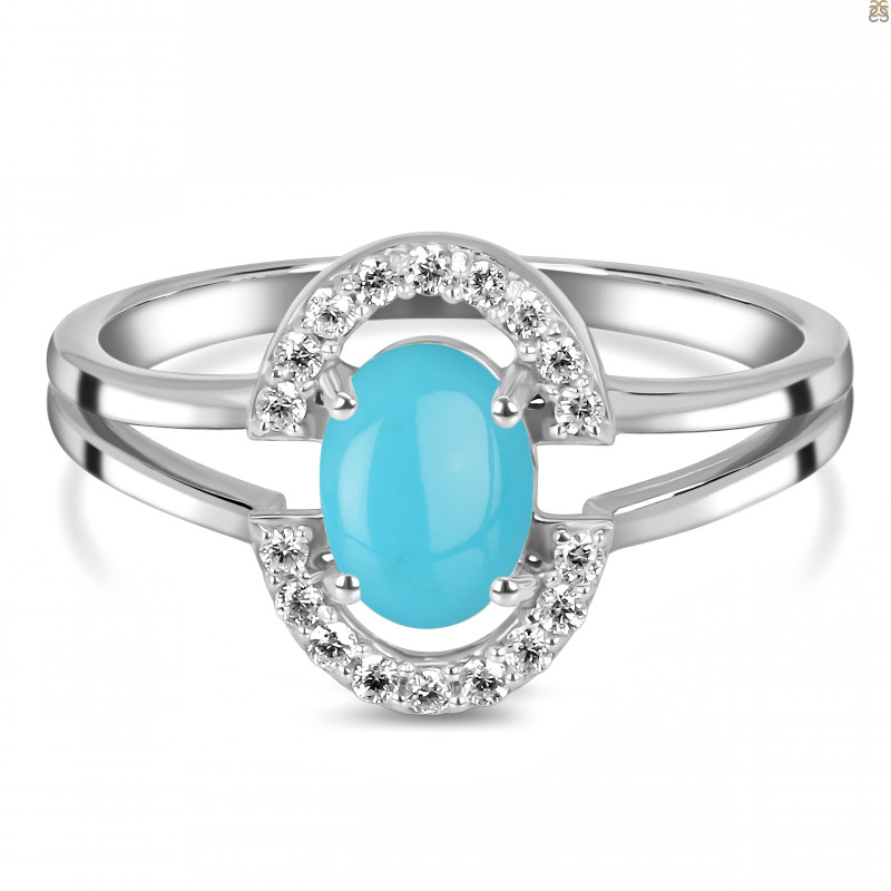Turquoise & White Topaz Ring TRQ-RDR-1802.