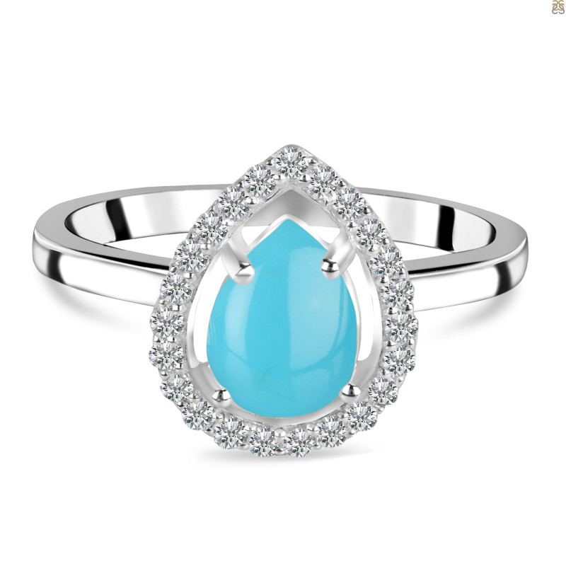 Turquoise & White Topaz Ring TRQ-RDR-1803.