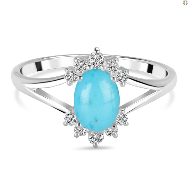 Turquoise & White Topaz Ring TRQ-RDR-1929.