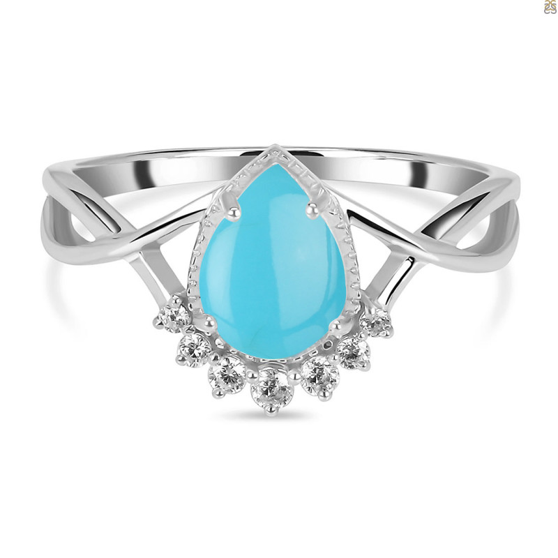 Turquoise & White Topaz Ring TRQ-RDR-1930.