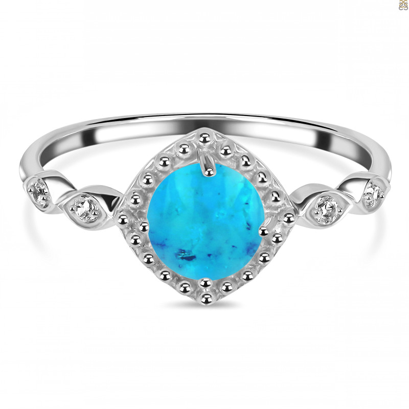 Turquoise & White Topaz Ring TRQ-RDR-1935.