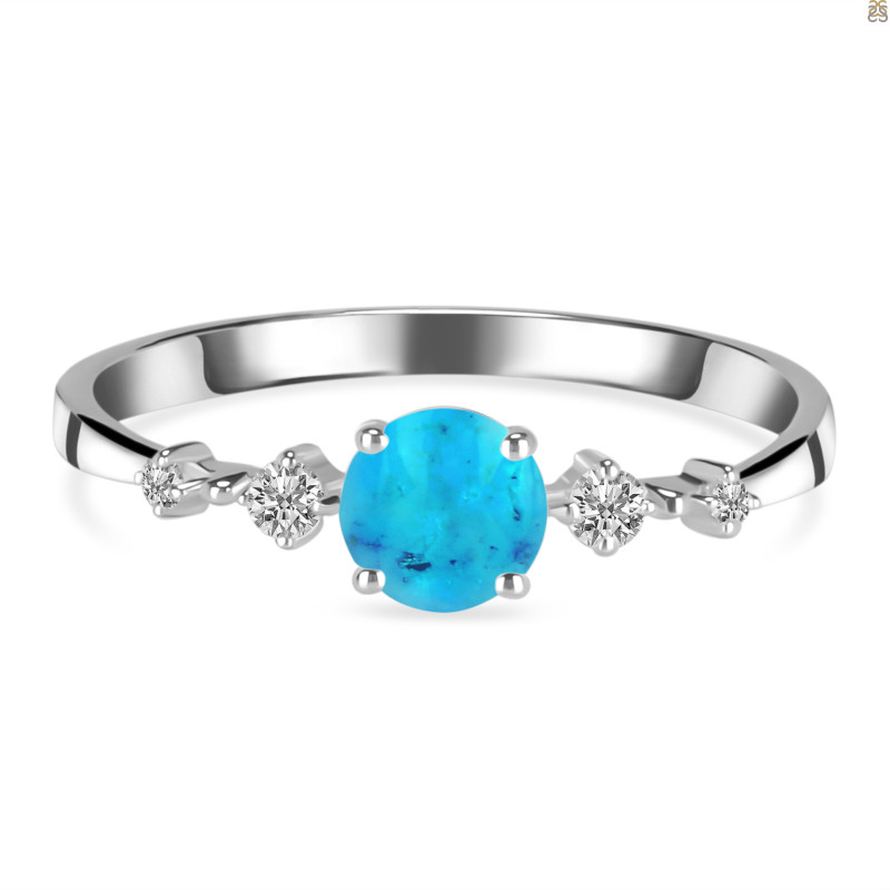 Turquoise & White Topaz Ring TRQ-RDR-1939.
