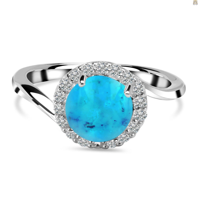 Turquoise & White Topaz Ring TRQ-RDR-207.