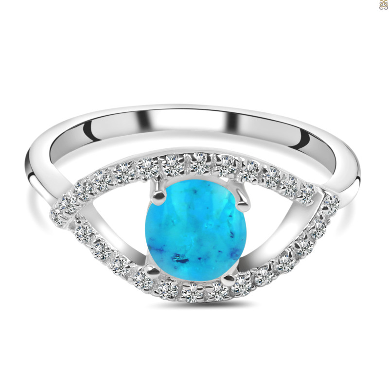 Turquoise & White Topaz Ring TRQ-RDR-2190.