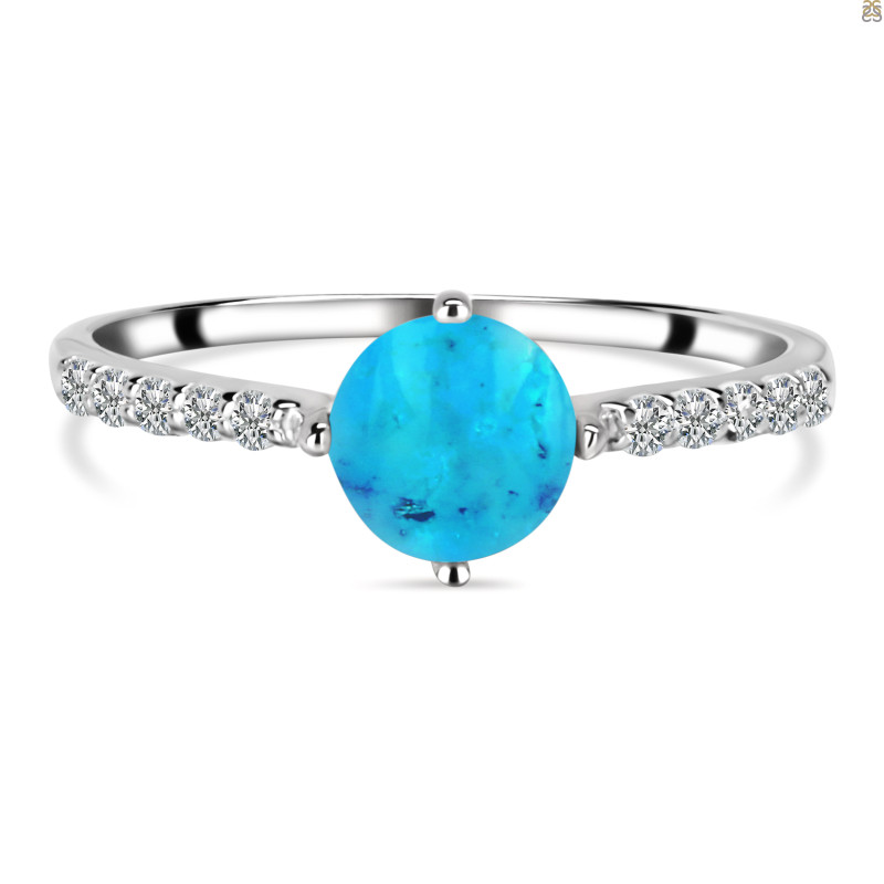 Turquoise & White Topaz Ring TRQ-RDR-220.