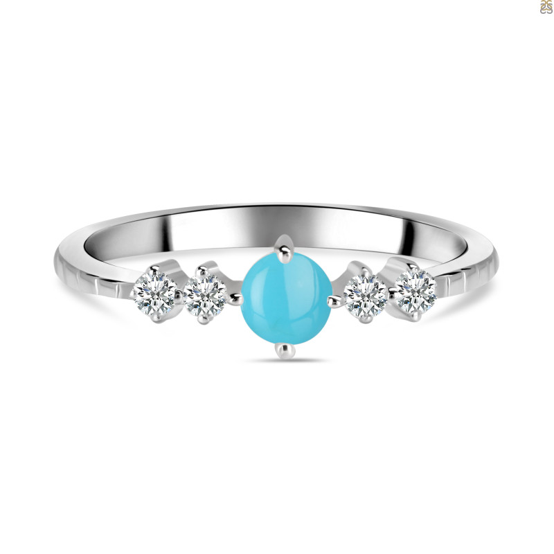 Turquoise & White Topaz Ring TRQ-RDR-2211.