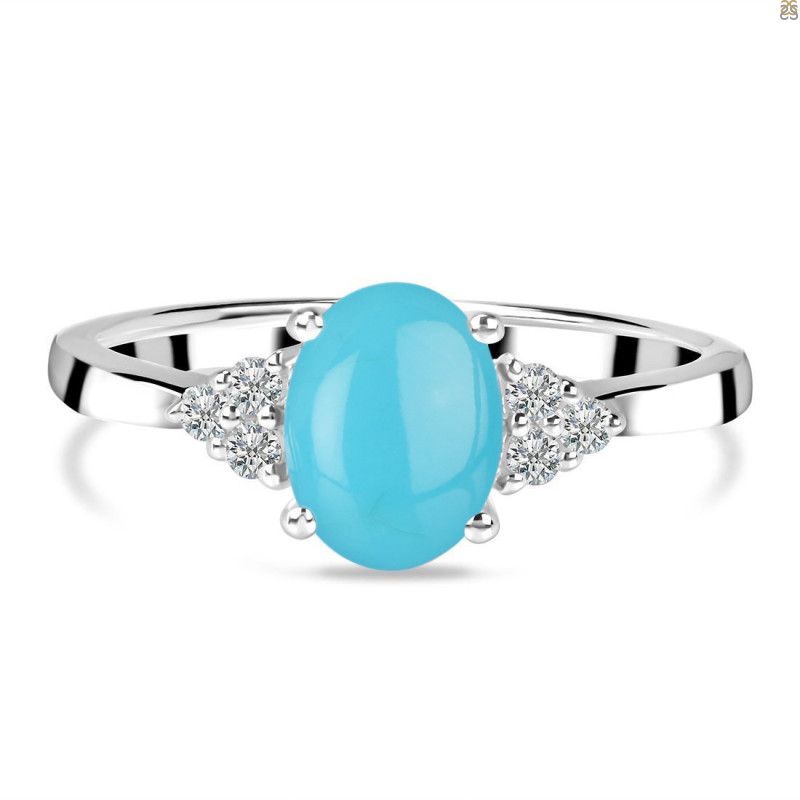 Turquoise & White Topaz Ring TRQ-RDR-224.