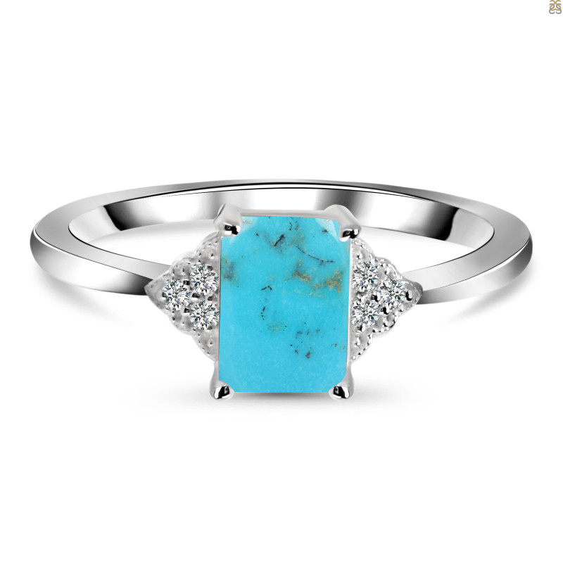 Turquoise & White Topaz Ring TRQ-RDR-2254.