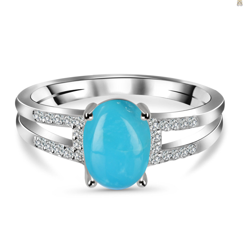 Turquoise & White Topaz Ring TRQ-RDR-2255.