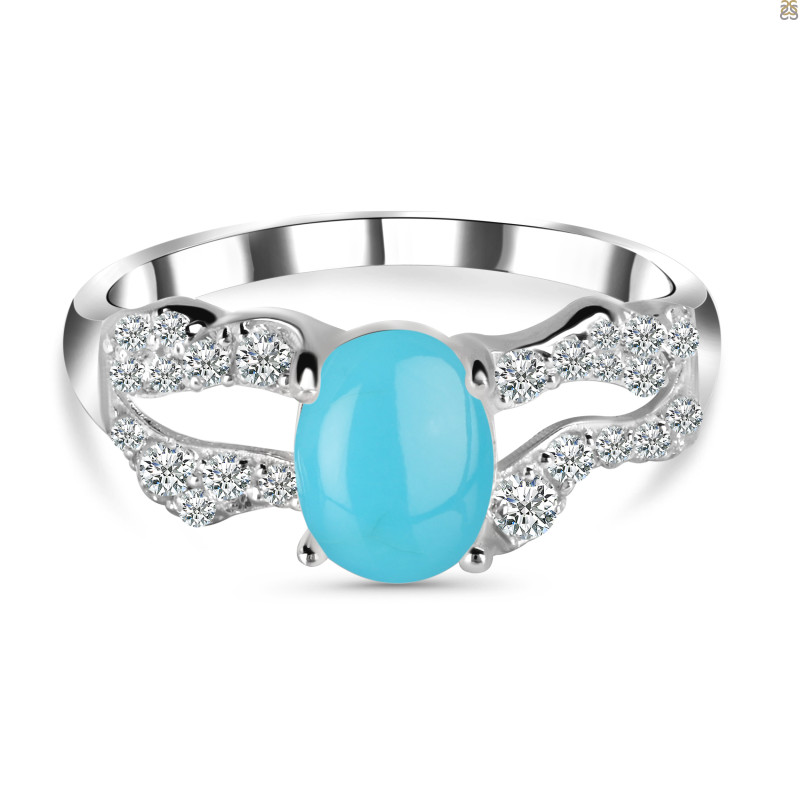 Turquoise & White Topaz Ring TRQ-RDR-2267.