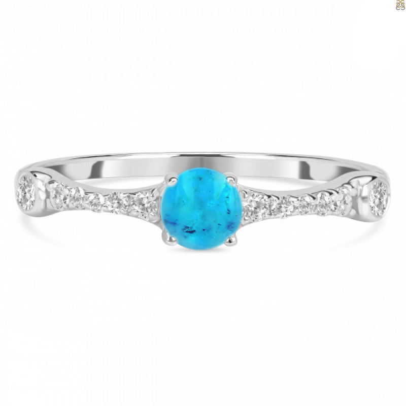 Turquoise & White Topaz Ring TRQ-RDR-2276.
