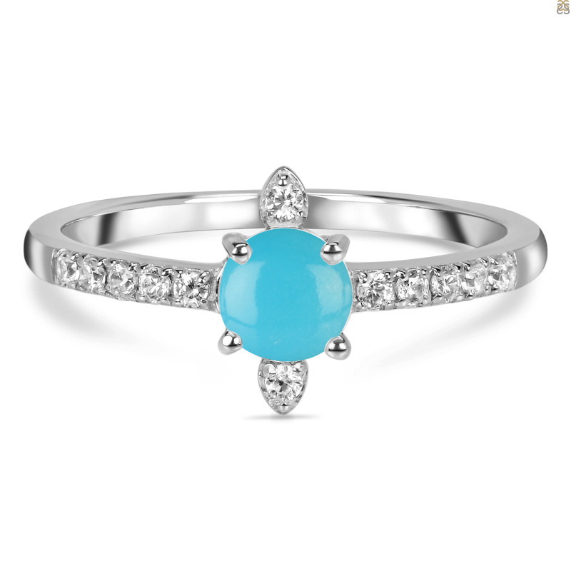 Turquoise & White Topaz Ring TRQ-RDR-2282.
