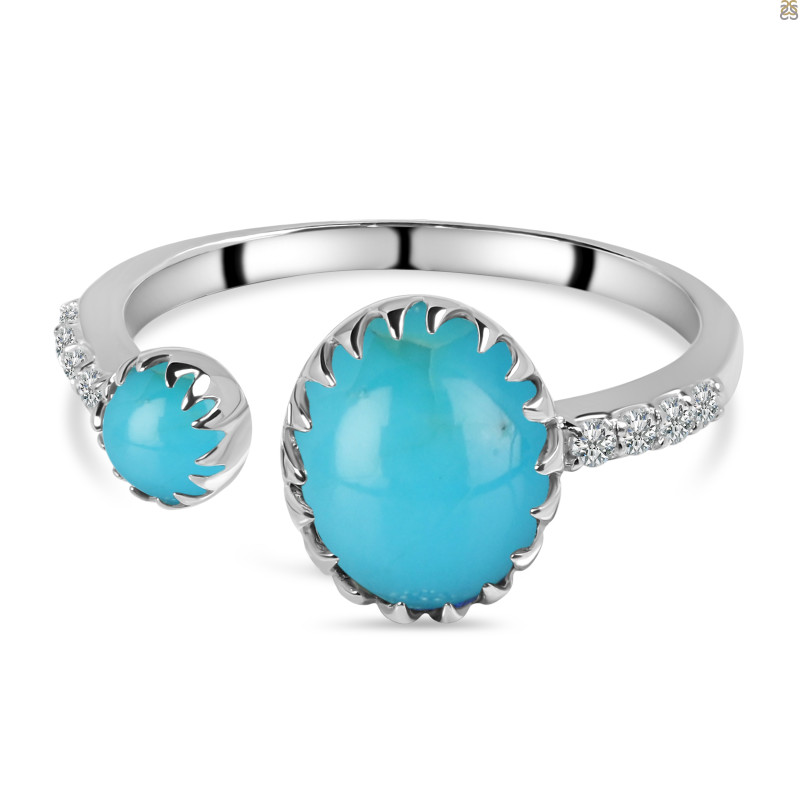 Turquoise & White Topaz Ring TRQ-RDR-229.