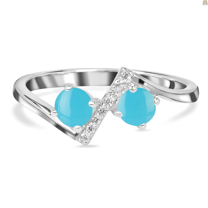 Turquoise & White Topaz Ring TRQ-RDR-2295.