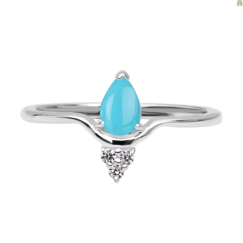 Turquoise & White Topaz Ring TRQ-RDR-2298.