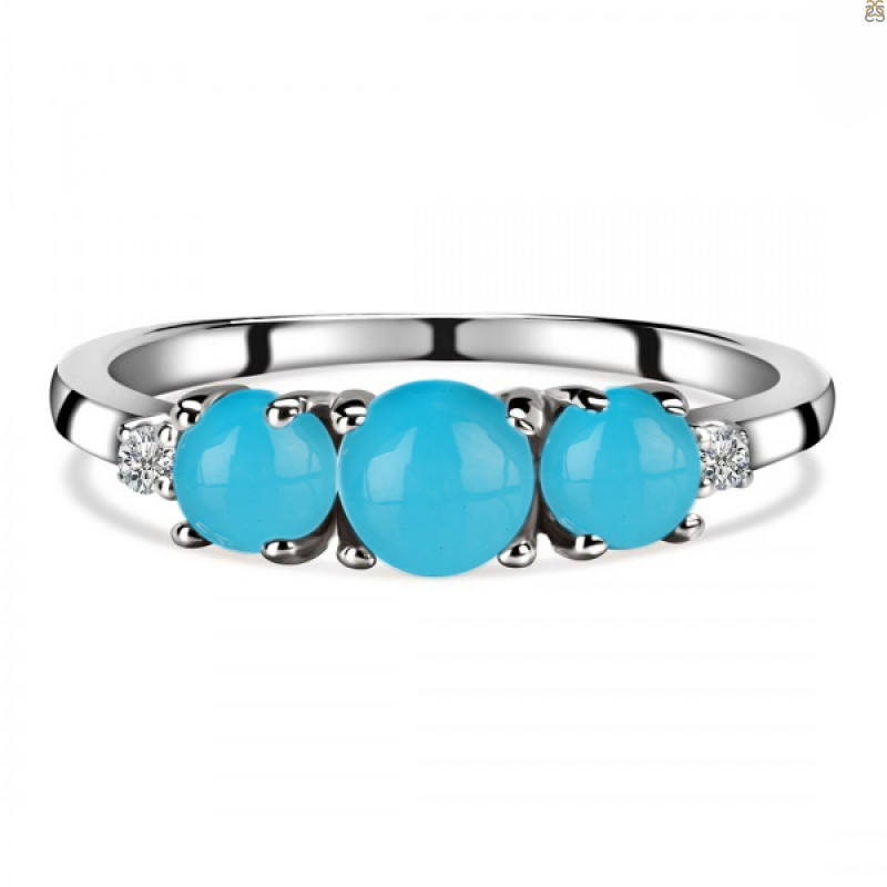 Turquoise & White Topaz Ring TRQ-RDR-232.