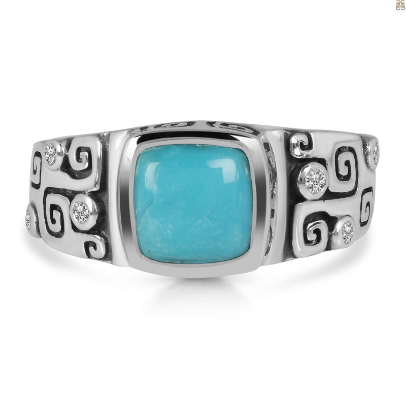 Turquoise & White Topaz Ring TRQ-RDR-328.