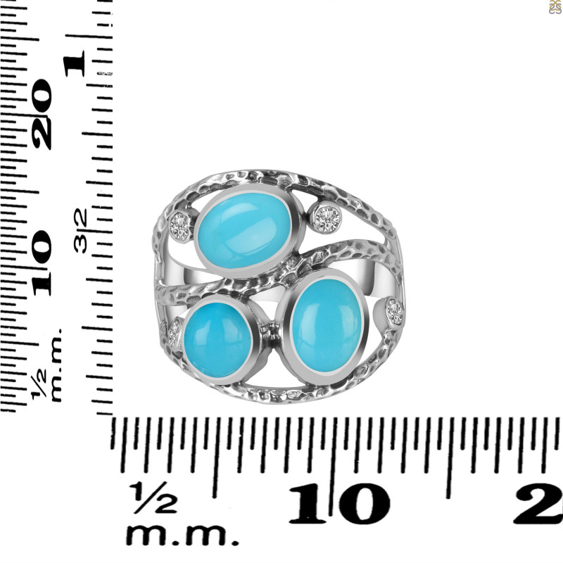 Turquoise & White Topaz Ring TRQ-RDR-337.