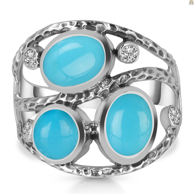 Turquoise & White Topaz Ring TRQ-RDR-337.