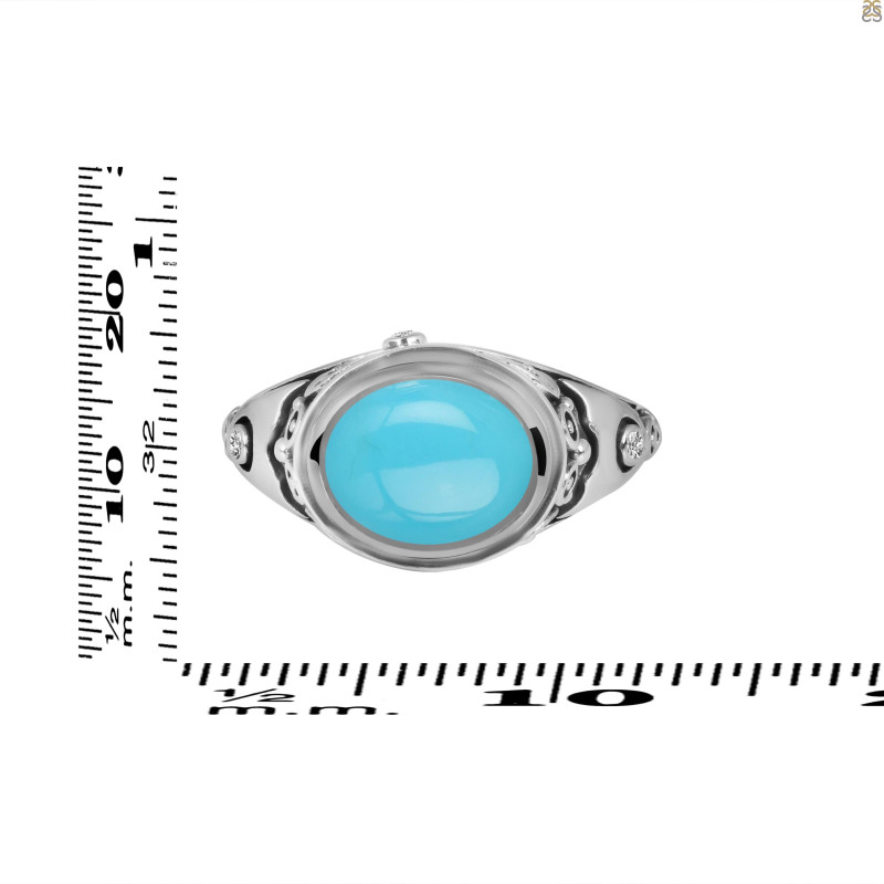 Turquoise & White Topaz Ring TRQ-RDR-339.