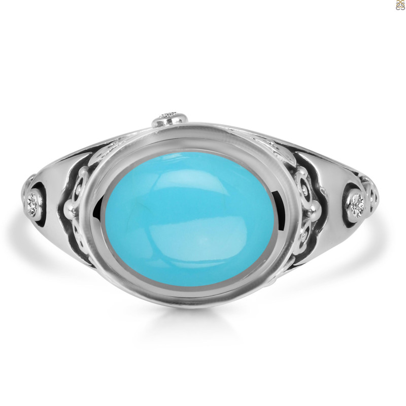 Turquoise & White Topaz Ring TRQ-RDR-339.