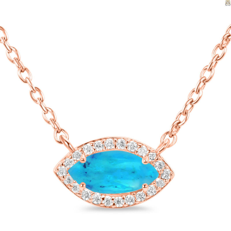 Turquoise & White Topaz Necklace With Adjustable Slider Lock TRQ-RN-61.