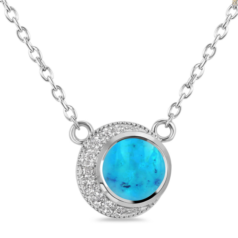 Turquoise & White Topaz Necklace TRQ-RN-83.