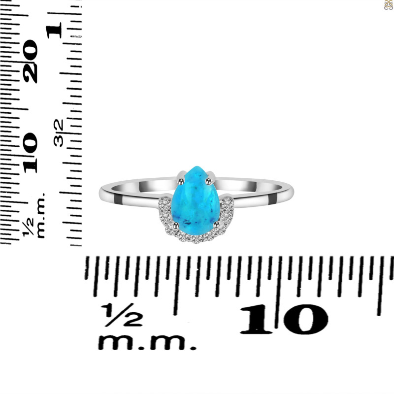 Turquoise & White Topaz Ring TRQ-RR-170.