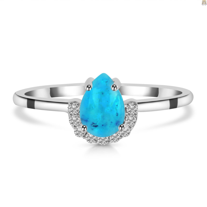 Turquoise & White Topaz Ring TRQ-RR-170.
