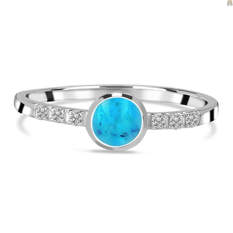 Turquoise & White Topaz Ring TRQ-RR-24.