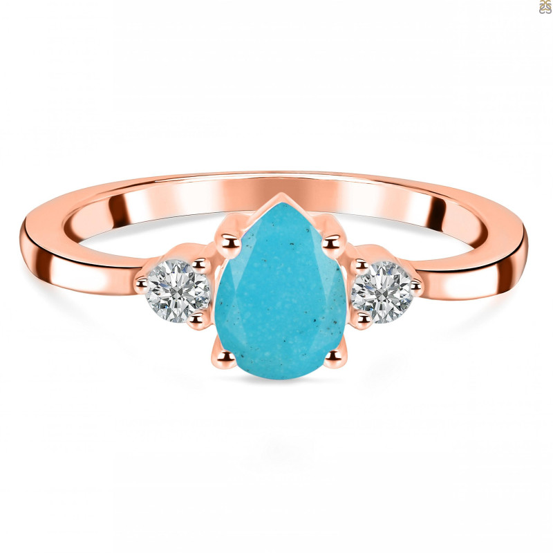 Turquoise & White Topaz Ring TRQ-RR-335.