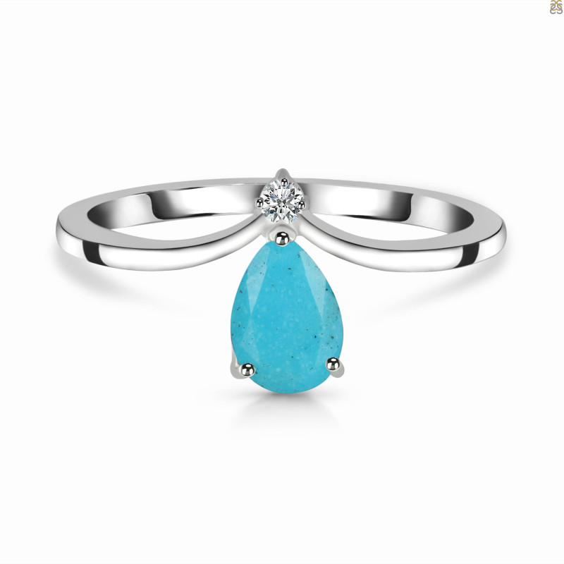 Turquoise & White Topaz Ring TRQ-RR-374.