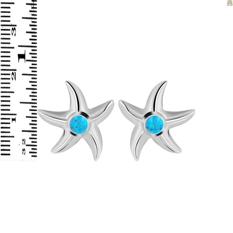 Turquoise Star Fish Stud Earring TRQ-RUE-1.