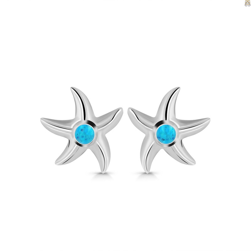 Turquoise Star Fish Stud Earring TRQ-RUE-1.