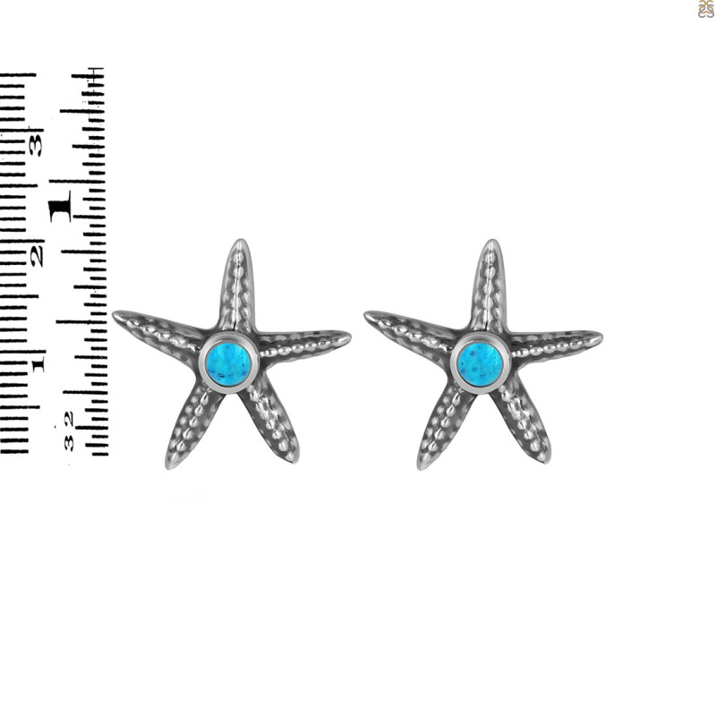 Turquoise Star Fish Stud Earring TRQ-RUE-2.
