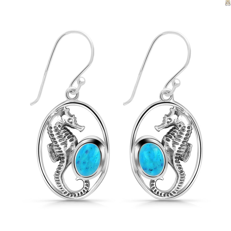Turquoise Sea Horse Earring TRQ-RUE-5.