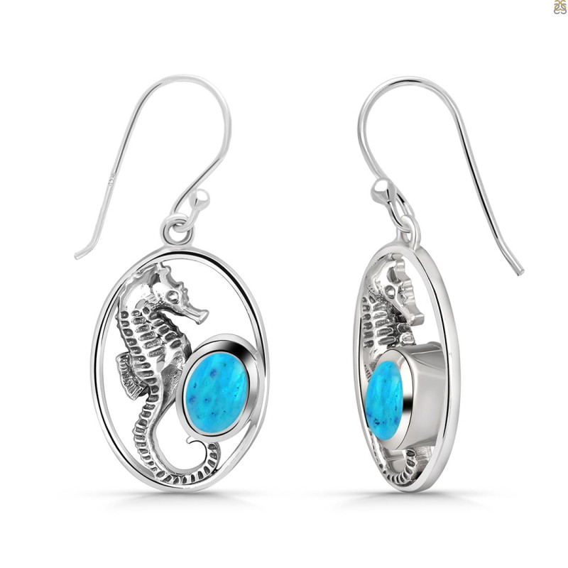Turquoise Sea Horse Earring TRQ-RUE-5.